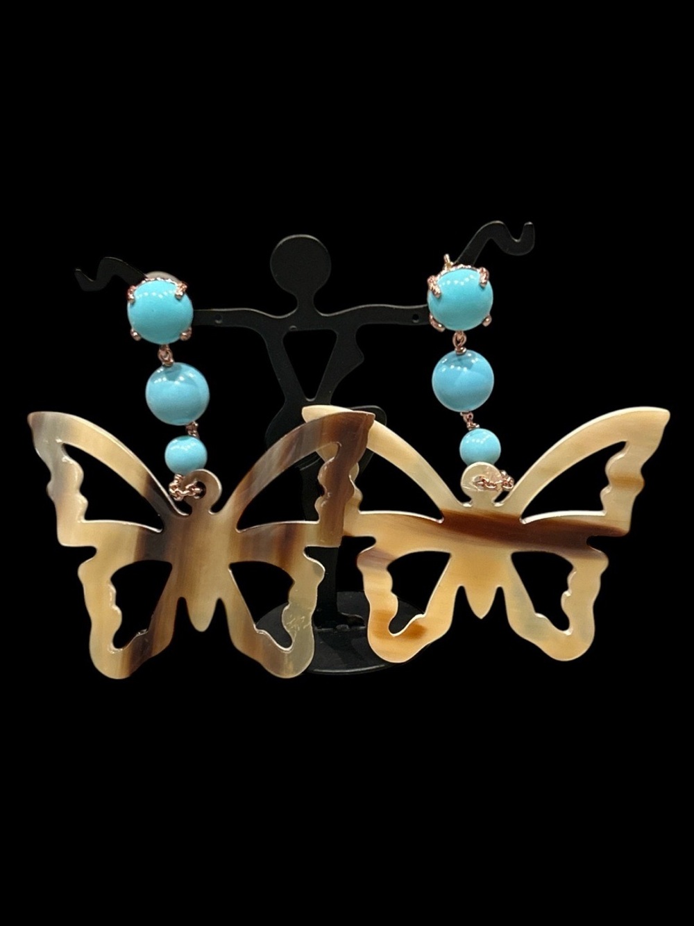 Amle Rare Italian Horn Butterfly Earrings